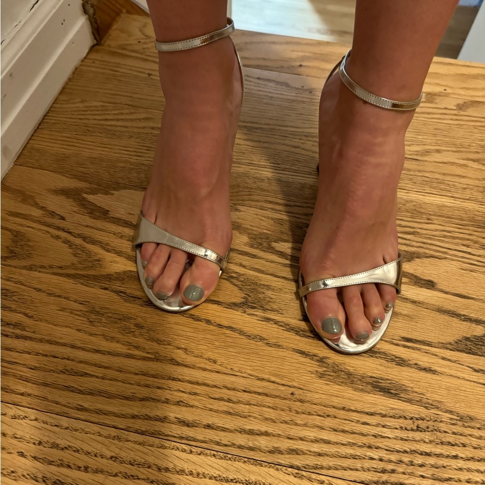 Tibi Silver Ankle Strap Sandals